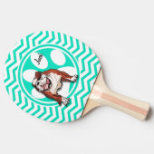 Raquette De Ping Pong Bulldog ; Aqua Green Chevron (Côté)