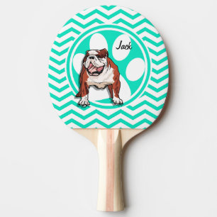 Raquette De Ping Pong Bulldog ; Aqua Green Chevron