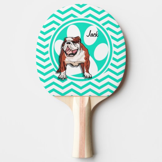 Raquette De Ping Pong Bulldog ; Aqua Green Chevron (Devant)