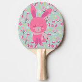 Raquette De Ping Pong Bunnies et fleurs roses (Devant)