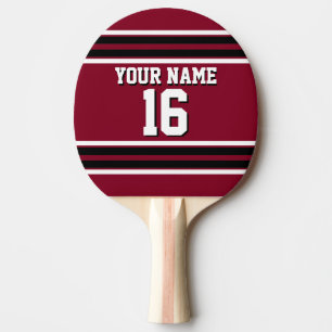 Raquette De Ping Pong Burgundy Black Wht Team Jersey Numéro personnalisé