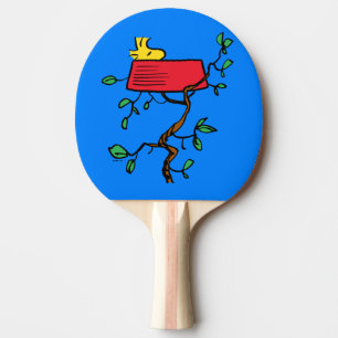 Raquette De Ping Pong cacahuètes   Bois en sieste dans le plat de Snoopy