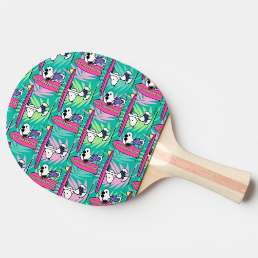 Raquette De Ping Pong cacahuètes | Snoopy Turquoise Surf Motif (Côté)