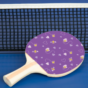 Raquette De Ping Pong cacahuètes   Woodstock Motif de coeur pourpre
