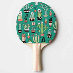 Raquette De Ping Pong Cactus en floraison Arrière - plan vert Vintage