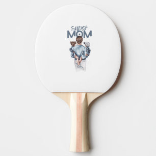 Raquette De Ping Pong Cadeau personnalisé de super maman avec fils et fi