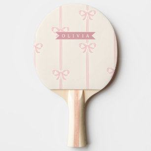 Raquette De Ping Pong Cadeau Personnalisé Nœud Rose Élégant Coquette