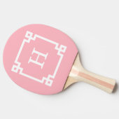 Raquette De Ping Pong Cadre de clé grecque blanche rose #2 Monogramme in (Côté)