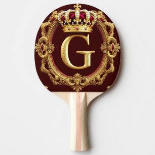 Raquette De Ping Pong Cadre doré luxueux avec monogramme couronné