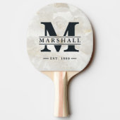 Raquette De Ping Pong Calacatta Gold Marble Monogram & Name Overlay (Dos)
