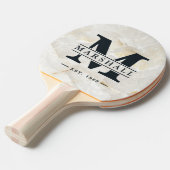Raquette De Ping Pong Calacatta Gold Marble Monogram & Name Overlay (Devant Angle)