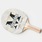 Raquette De Ping Pong Calacatta Gold Marble Monogram & Name Overlay (Côté)