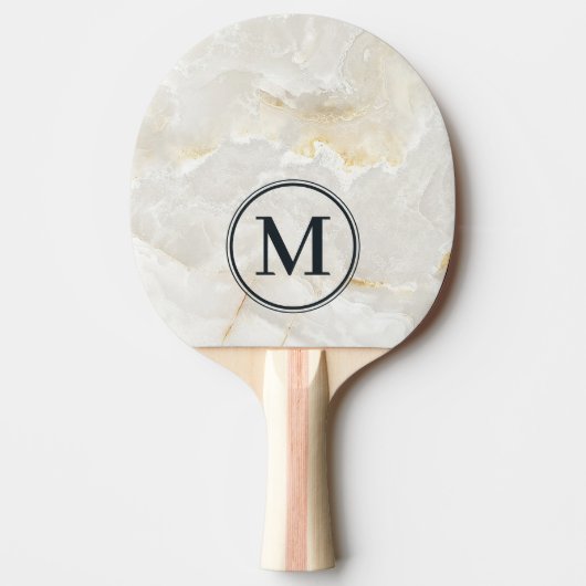 Raquette De Ping Pong Calacatta Gold Marble Stone Monogram (Devant)