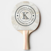 Raquette De Ping Pong Calacatta Gold Marble Stone Wedding Monogram (Dos)