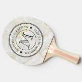 Raquette De Ping Pong Calacatta Gold Marble Stone Wedding Monogram (Côté)