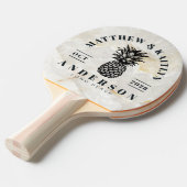 Raquette De Ping Pong Calacatta Gold Tropical Pineapple Wedding Crest (Devant Angle)
