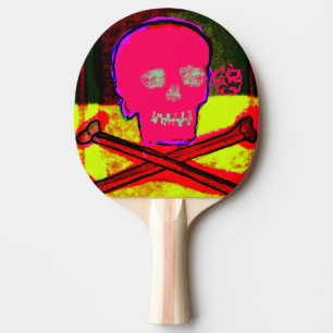 Raquette De Ping Pong Calavera Crâne art NFT pgeek Rouge Noir Jaune