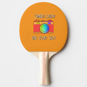 Raquette De Ping Pong Caméra Prêt Prenez Votre Tir Orange