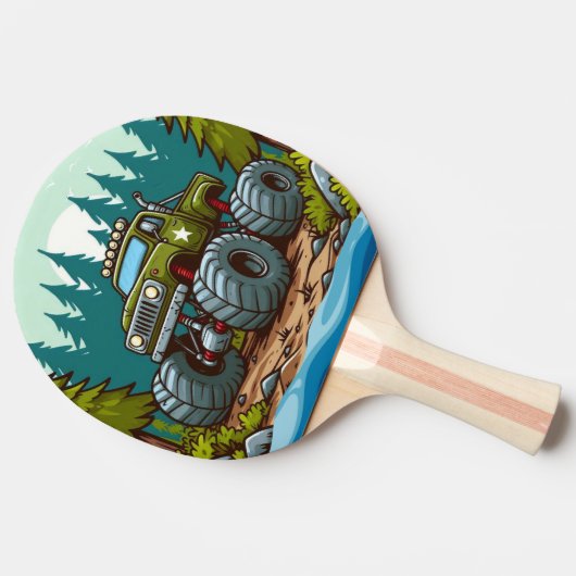Raquette De Ping Pong Camion Monster Vert dans la forêt (Côté)
