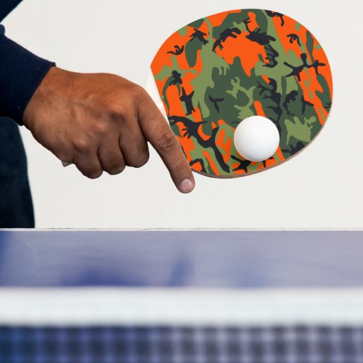 Raquette De Ping Pong Camouflage orange et vert, Militaire, Armée (Insitu)