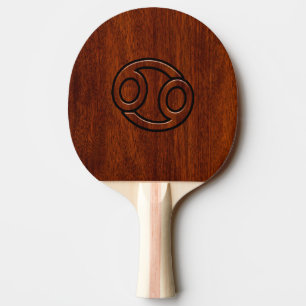 Raquette De Ping Pong Cancer Zodiac Symbol on Mahogany Style