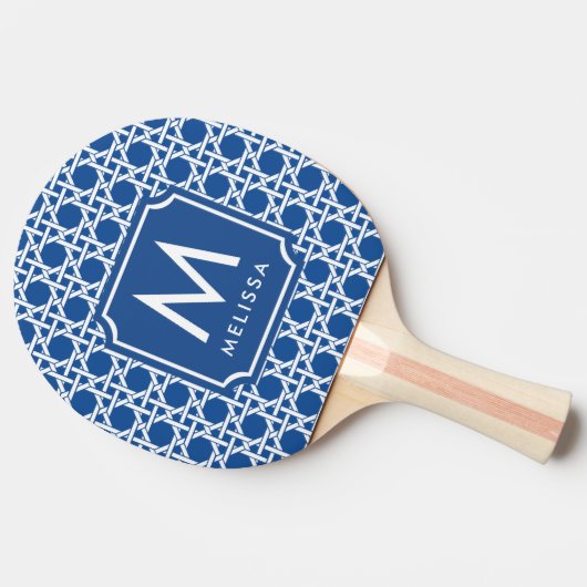 Raquette De Ping Pong Canne bleue et blanche | Rattan | Monogramme (Côté)