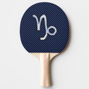Raquette De Ping Pong Capricorn Zodiac Symbol Blue Carbon Fiber Style