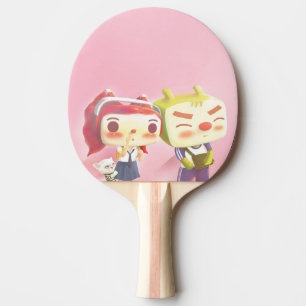 Raquette De Ping Pong Caractères Whimsical avec chat