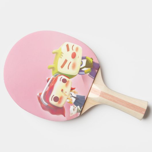 Raquette De Ping Pong Caractères Whimsical avec chat (Côté)