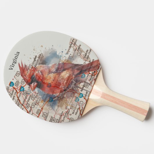 Raquette De Ping Pong Cardinal sur Virginia Road Map (Côté)