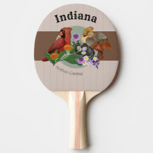Raquette De Ping Pong Cardinaux du Nord de l'Indiana avec des Plantes au