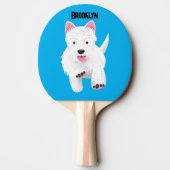 Raquette De Ping Pong Caricature blanche de terrier de l'ouest (Dos)