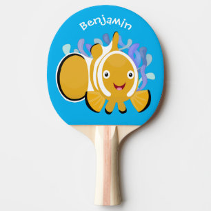 Raquette De Ping Pong Caricature d'anénome de poisson clown joli