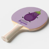 Raquette De Ping Pong Caricature d'aubergine d'aubergine joliment heureu (Devant Angle)