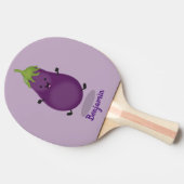 Raquette De Ping Pong Caricature d'aubergine d'aubergine joliment heureu (Côté)