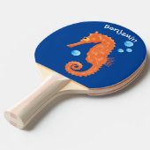 Raquette De Ping Pong Caricature de bulles d'hippocampe orange (Devant Angle)