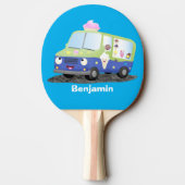 Raquette De Ping Pong Caricature de camion de glace joli (Dos)