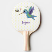 Raquette De Ping Pong Caricature de colibri d'abeille mignonne (Dos)