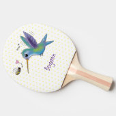 Raquette De Ping Pong Caricature de colibri d'abeille mignonne (Côté)