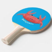 Raquette De Ping Pong Caricature de crabe rouge cuite (Devant Angle)