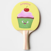 Raquette De Ping Pong Caricature de cupcake joyeux (Dos)