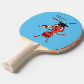 Raquette De Ping Pong Caricature de fourmi rouge joyeux (Devant Angle)