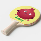 Raquette De Ping Pong Caricature de fruits à la grenade joyeux (Devant Angle)
