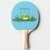 Raquette De Ping Pong Caricature de grenouille vert mignon (Dos)