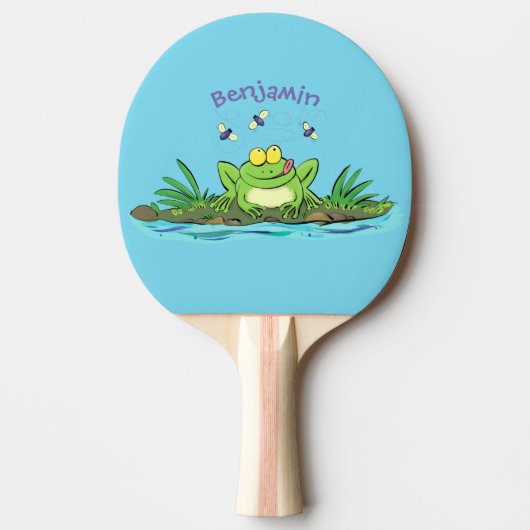 Raquette De Ping Pong Caricature de grenouille vert mignon (Devant)