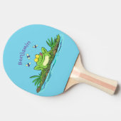 Raquette De Ping Pong Caricature de grenouille vert mignon (Côté)