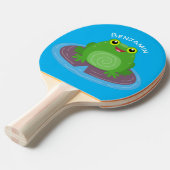 Raquette De Ping Pong Caricature de grenouille verte mignonne (Devant Angle)