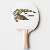 Raquette De Ping Pong Caricature de lézard rouge (Dos)