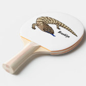 Raquette De Ping Pong Caricature de lézard rouge (Devant Angle)