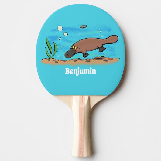 Raquette De Ping Pong Caricature de natation de Cute platypus (Devant)